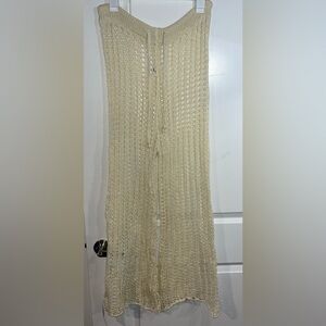 Odiva NWT Crochet Pullover Swimwear Cover Up Pants Size Large in Crème Color